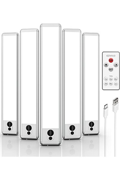 EZVALO 5 x Rechargeable Indoor LED Light with Motion Sensor, 23 cm LED Kitchen Light with Wireless R