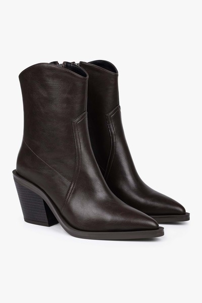 Shoeberry Kadın Bellini Kahve Cilt Kovboy Bot