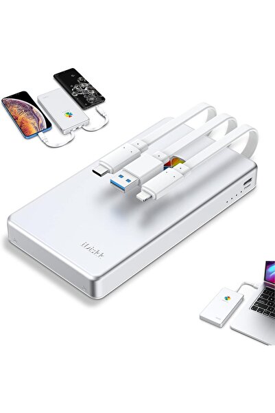 iDiskk MFi Certified 2TB External Hard Drive with USB/Type-C/Lightning Cables