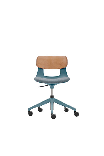 NURUS Lucrezia Ahşap Sırtlı Minderli Çalışma Sandalyesi