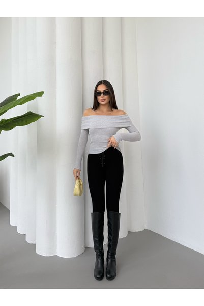 bemmoda بلوزة نسائية برقبة مادونا