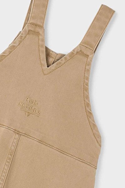 MAYORAL Girl's Wide Leg Adjustable Strap Gabardine Salopet - Camel