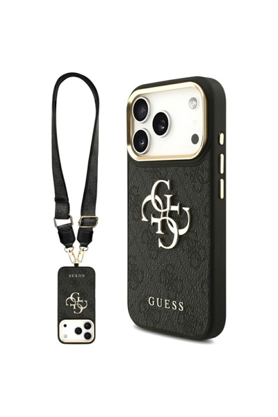 Guess Θήκη για iPhone 17 Pro, Σιλικόνη 4G με Μεγάλο Μεταλλικό Λογότυπο, Λεπτή Προστασία, Μαύρη