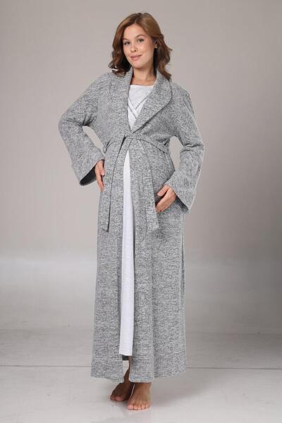 Lohusa Homewear طقم ثوب نوم نسائي شتوي طويل الأكمام بتصميم خاص للحوامل باللون...