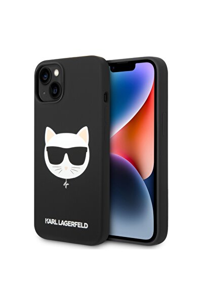 Karl Lagerfeld Силиконов калъф за iPhone 14 Plus, MagSafe - черен