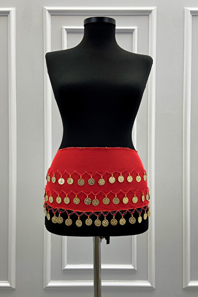 ZEYMERADE حزام رقص شرقي ذهبي برتقالي من شاكيرا مزين بالترتر والخرز للرقص الشر...