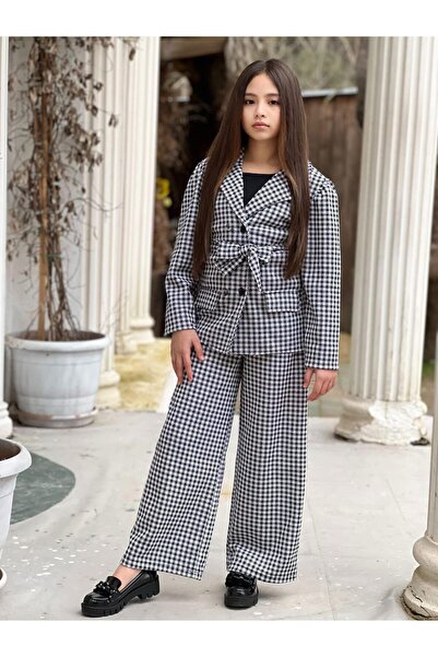 EFSACE Girl's Plaid Jacket Set