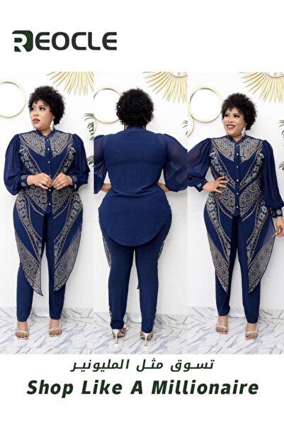 REOCLE Women's 3pcs Sleeveless Solid Tank Long Sleeve Lace Appliques Coat Long Pants Formal Outfit