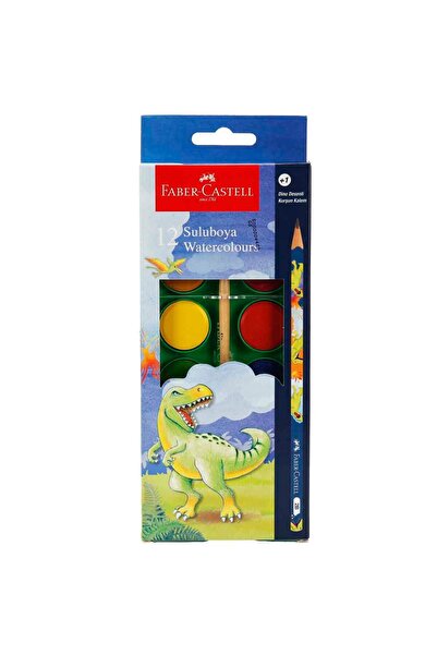 Faber Castell Faber-Castell Dino Sulu Boya 12 Renk ve Kurşun Kalem