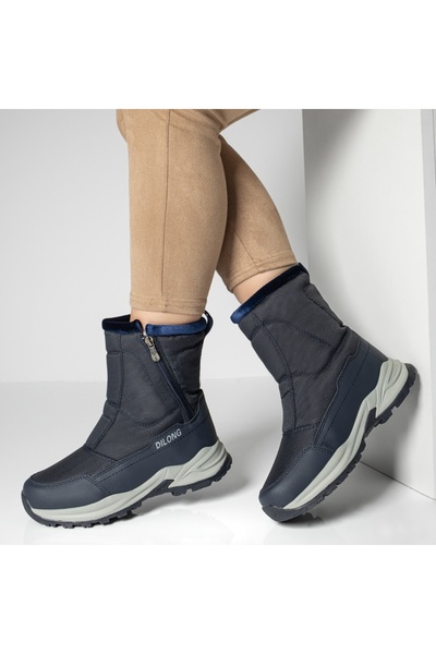 BMoD Women's blue quilted fabric chunky-soled boots MOD12894