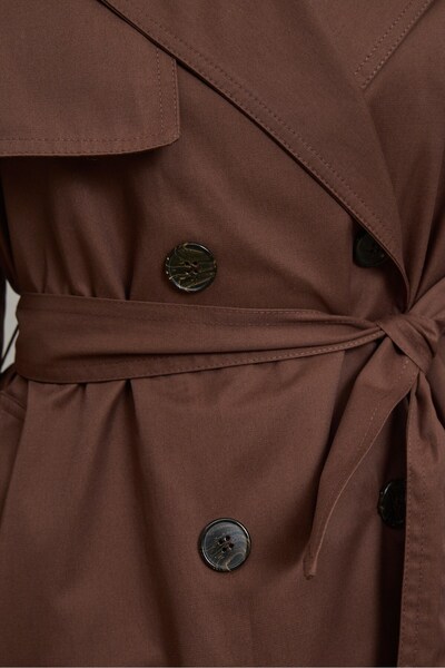 QANU Mora Kısa Trençkot Kahverengi