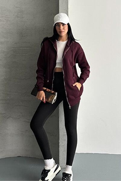 macharel jeans Φούτερ με κουκούλα με κουκούλα με μεταλλικό φερμουάρ με 3 κλωστές