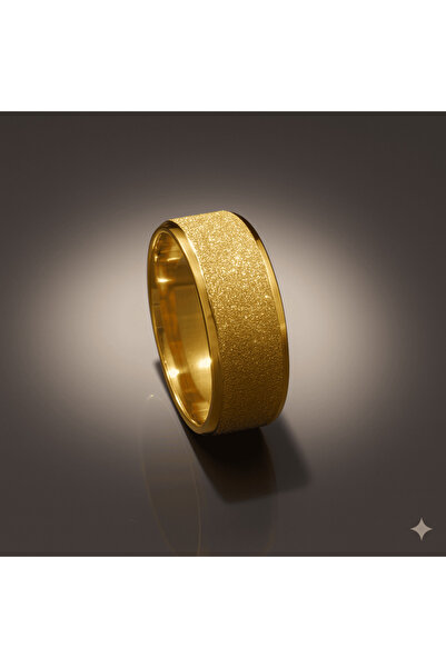 Tesbihane Gold Color Exquisite Design 316L Quality Stainless Steel Women Ring Wedding Ring - 18 Size