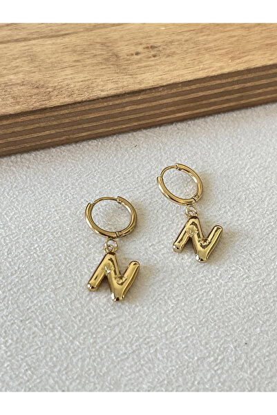 Rupen Kraft 316 L Surgical Steel Letter Earring N Letter Steel Balloon Earring