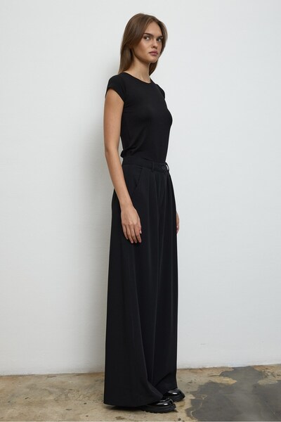 QANU Παντελόνι Palazzo Μαύρο