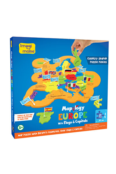 Imagimake Puzzle Educativ din Spuma EVA - Harta Europei cu Steaguri si Capitale