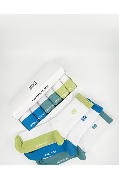 STOCALZE Unisex White - Colored Tennis Socks Set of 6 | Cotton, Breathable, Comfortable Sports and Casual Socks