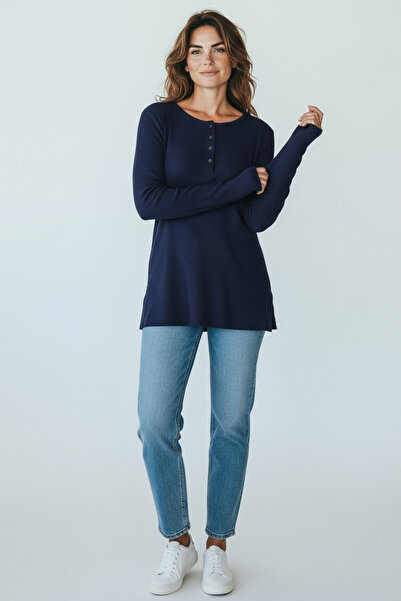 ECE GİYİM Women's Collar with Button Detail Seasonal Bluse