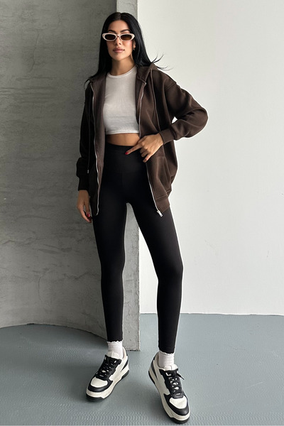 macharel jeans Φούτερ με κουκούλα με κουκούλα με μεταλλικό φερμουάρ με 3 κλωστές