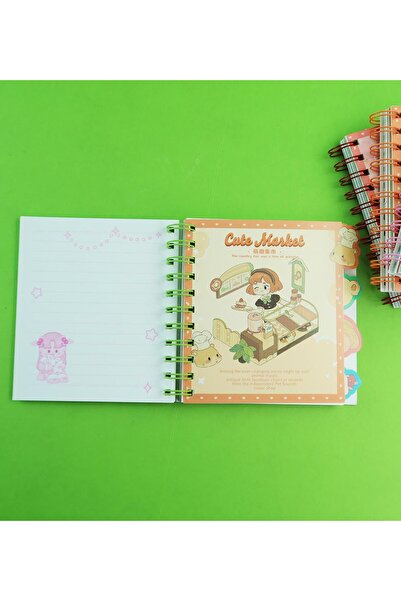 Gift Moda Cute Market Hologram Cover 4-Compartment Spiral Notebook