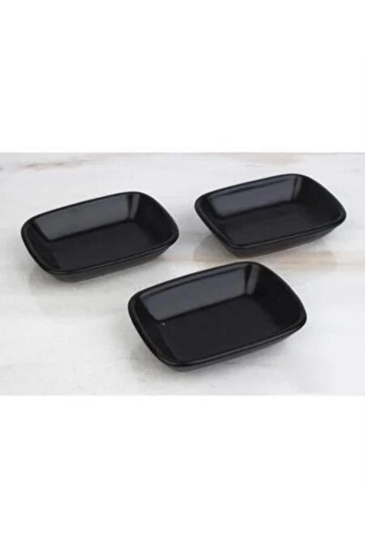 ACAR MAT SİYAH 3'LÜ DİKDÖRTGEN TABAK 15CM