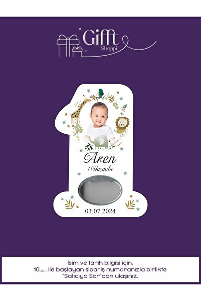 giftshoppi Resimli - Safari 1 Rakam açacak yenidoğan doğum günü magnet hediye...