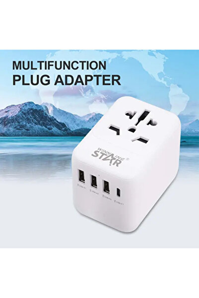 WINNINGSTAR Multifunctional Travel Socket ST-1009U 2500W with 5 Ports, USB & Type-C