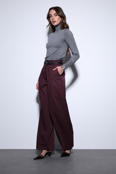 Antioch Burgundy Wide Leg Women's Trousers