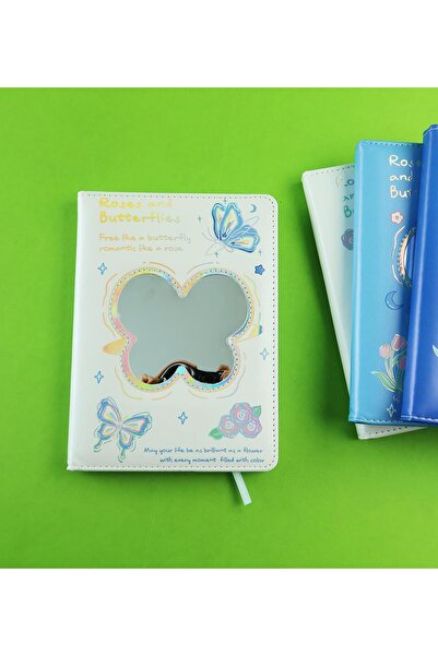 Gift Moda Roses and Butterflies Mirror Cover Notebook