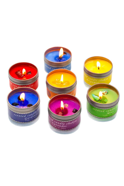 OEM Set 7 Chakra Candles with Crystals and Essential Oils - Harmony for Mind, Body, and Spirit