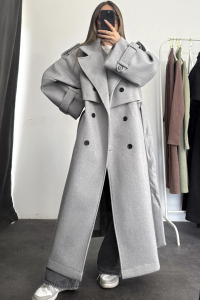 MOZENA Premium Buttoned Cashmere Coat