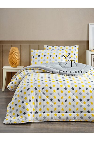 ChicMaison Односпальне пухнасте ковдру «Жовта зірка» | БЕЗ ПРОСТИРАДЛА