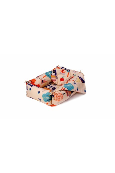 Somnart Set Reductor Bebe Nest + Paturica + Pernuta Pentru Formarea Capului Bebelusului, Model Bufnite, Crem