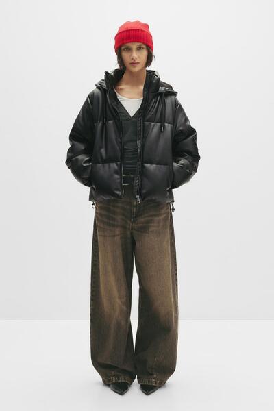 Pull & Bear Kapüşonlu kapitone ceket