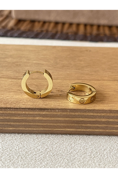 Rupen Kraft 316 L Surgical Steel Classic Gold Model Stainless Tarnish Free Steel Hoop Earrings