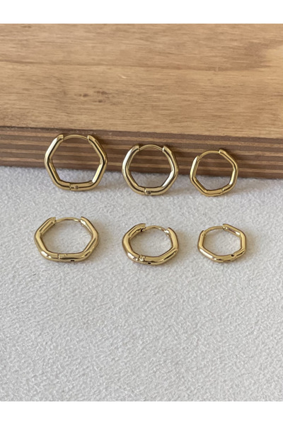 Rupen Kraft 316 L Surgical Steel Steel Hoop Earring Set (6 Pieces) Everyday Steel Earrings