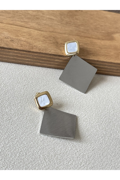 Rupen Kraft 316 L Surgical Steel Stone Plate Stylish Design Steel Earrings