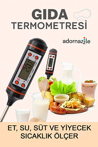 adornazzle Gıda Termometresi, Mutfak Gıda Isı Ölçer Termometre, Dijital Gıda ...
