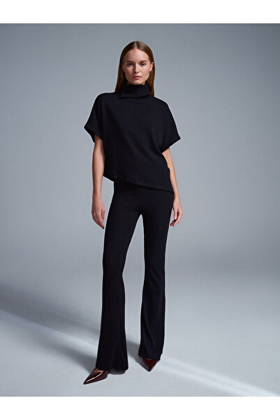 Dilvin 71910 Yüksek Bel Örme Pantolon-Siyah