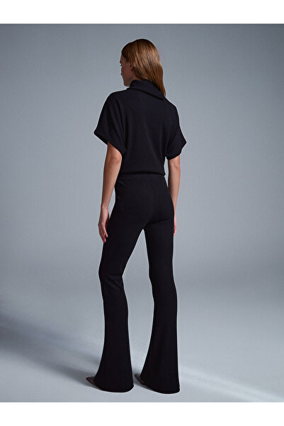 Dilvin 71910 Yüksek Bel Örme Pantolon-Siyah