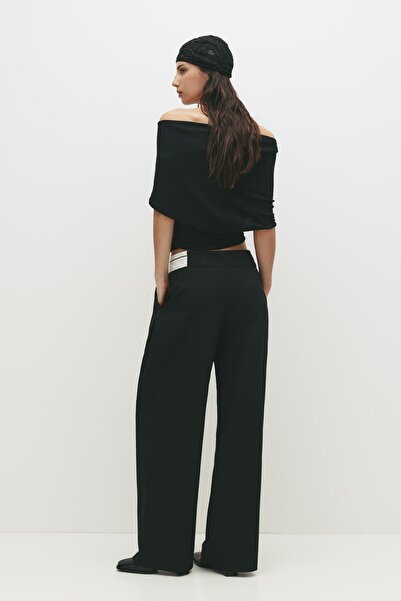 Pull & Bear Cross-over waist pants with contrast detail