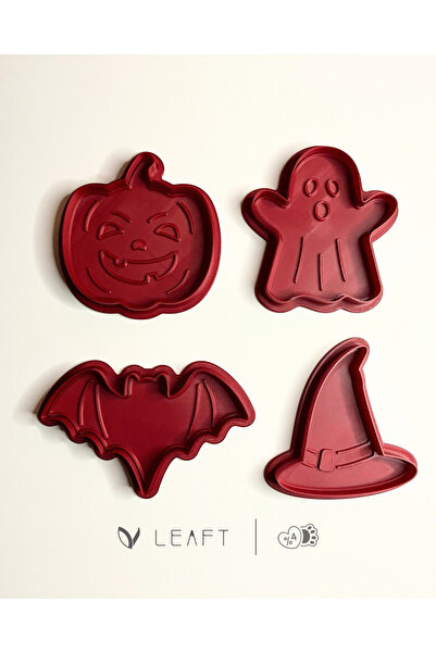 Leaft Design Halloween Cookie Mold Set, 3D Printing, Ghost, Bat, Pumpkin, Wit...