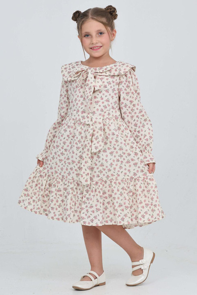 MODANINO Rochie pentru fetiță, cu decolteu cu fundă, cu curea în talie, cu mo...