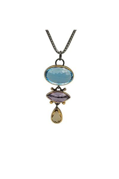 Eylül silver Pandantiv din argint cu topaz, ametist și citrin