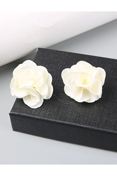 Inovius White Flower Earrings Made of Fabric