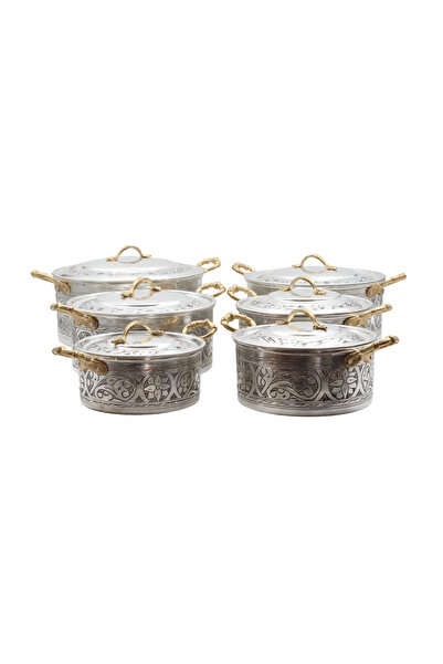 ANTEPSEPETİ 6-Piece Copper Pot Set with Enamel Embroidery
