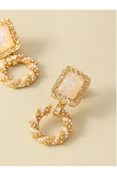 Inovius Cercei Aurii Model cu Piatra si Margele
