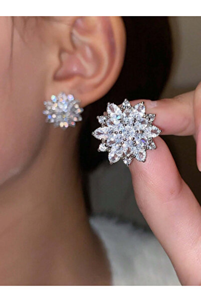 Inovius Cercei Argintii Floare, Sparkle, Otel Inoxidabil - 190929