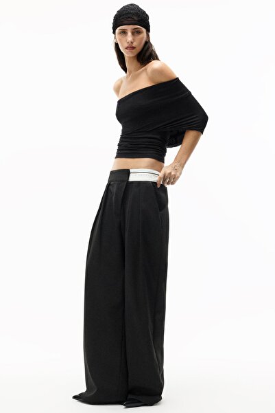 Pull & Bear Cross-over waist pants with contrast detail