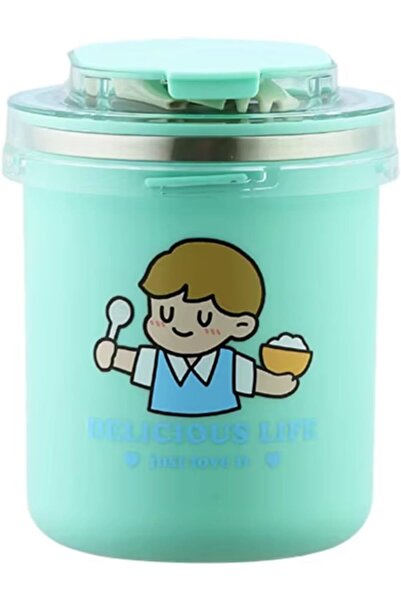 Twisoo 500ml Portable Stainless Steel Soup & Breakfast Cup - Cartoon Design, ...